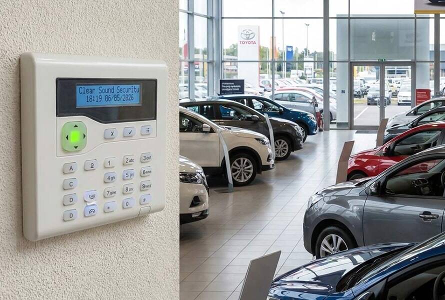 commercial intruder alarm system in Coventry car showroom