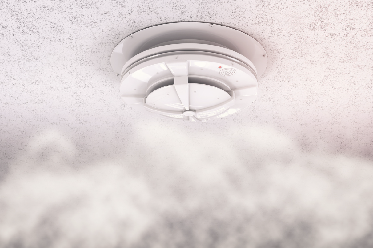 smoke detector on the ceiling