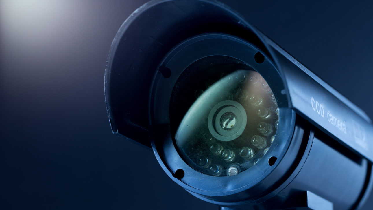 A CCTV camera looking up