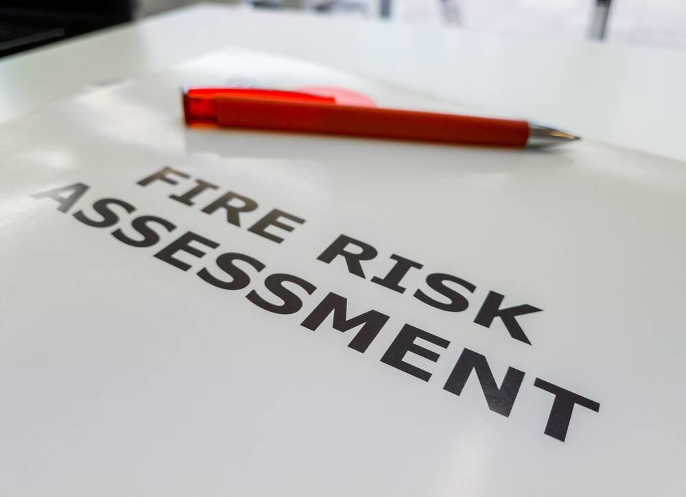 pen on laminated fire risk assessment