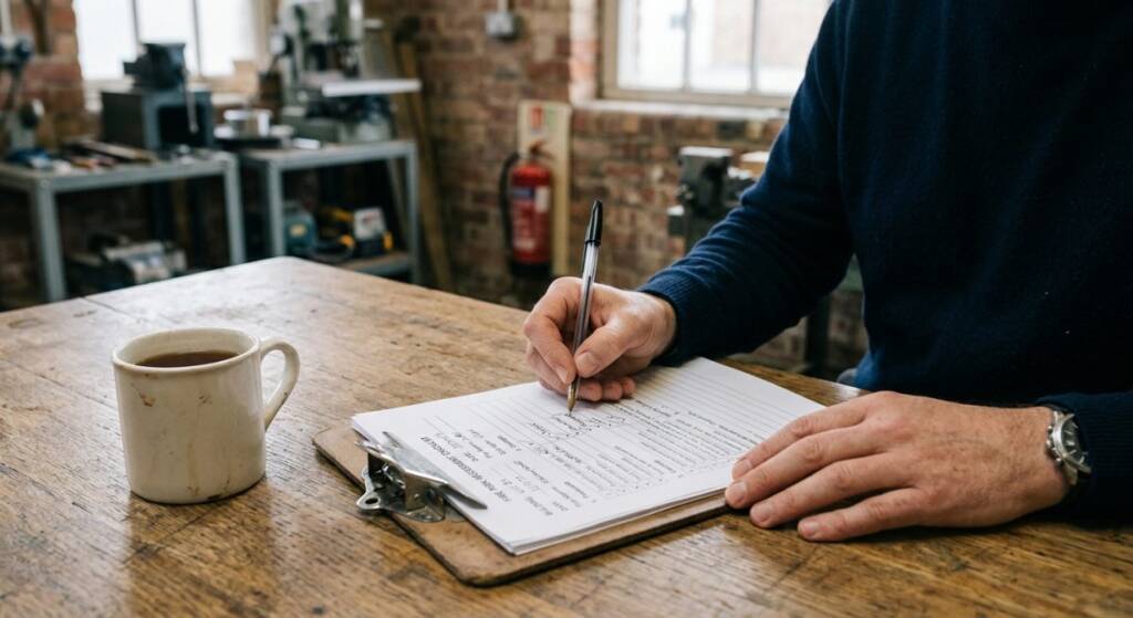 Checking off fire risk inspection checklist