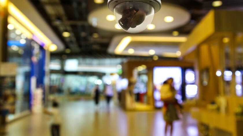 CCTV camera in retail complex