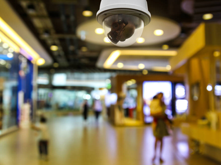 CCTV camera in retail complex